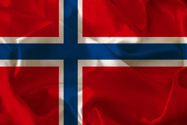 Beautiful Photo Colored National Flag Modern State Norway Textured Fabric — Stock Photo, Image