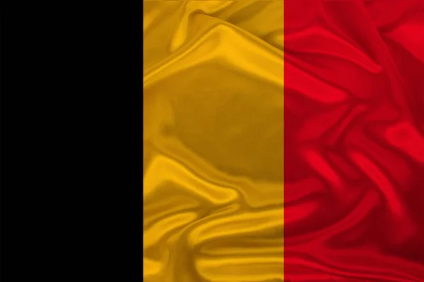 Photo National Flag Belgium Luxurious Texture Satin Silk Waves Folds — Stock Photo, Image