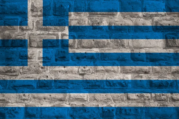 Національний Прапор Сучасної Державної Греції Старій Історичній Кам Яній Стіні — стокове фото