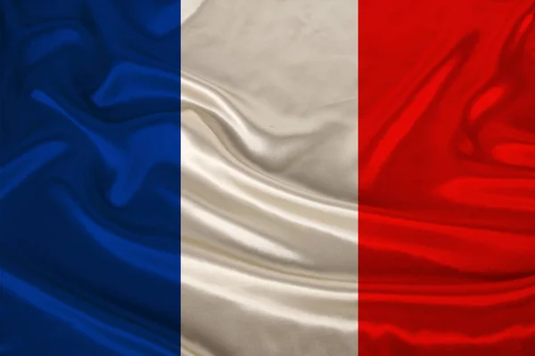 Photo Drapeau National France Sur Une Texture Luxueuse Satin Soie — Photo