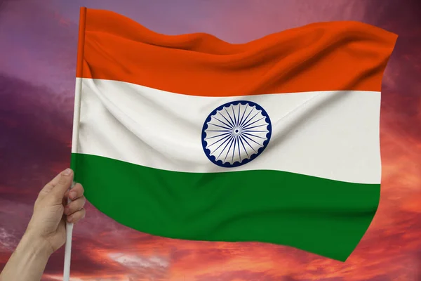 Foto Der Schönen Farbigen Nationalflagge Des Modernen Staates Indien Auf — Stockfoto