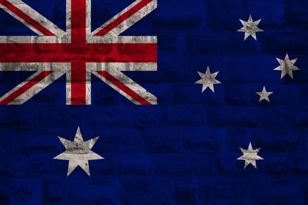 Bandera Nacional Del Estado Moderno Australia Viejo Muro Histórico Piedra —  Fotos de Stock