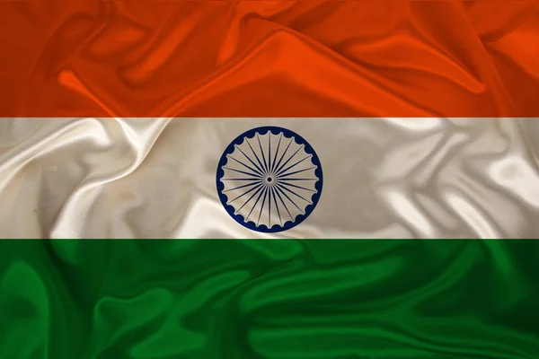 Foto Der Indischen Nationalflagge Auf Einer Luxuriösen Textur Aus Satin — Stockfoto