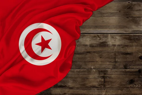 Fotografia Bela Bandeira Nacional Colorida Moderno Estado Africano Tunísia Sobre — Fotografia de Stock