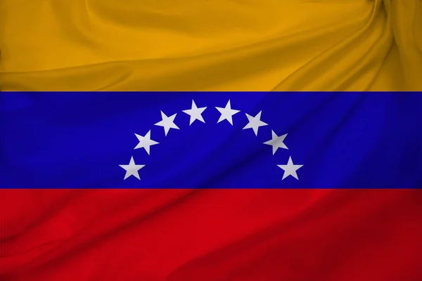 Фото Красивого Цветного Национального Флага Современного Государства Венесуэла Текстурированной Ткани — стоковое фото