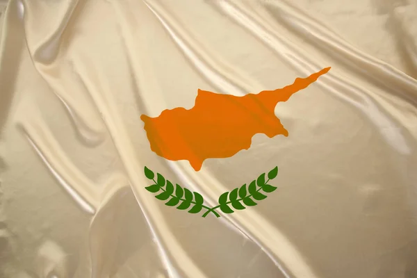 Kleur Nationale Vlag Van Moderne Staat Cyprus Een Prachtige Zijde — Stockfoto