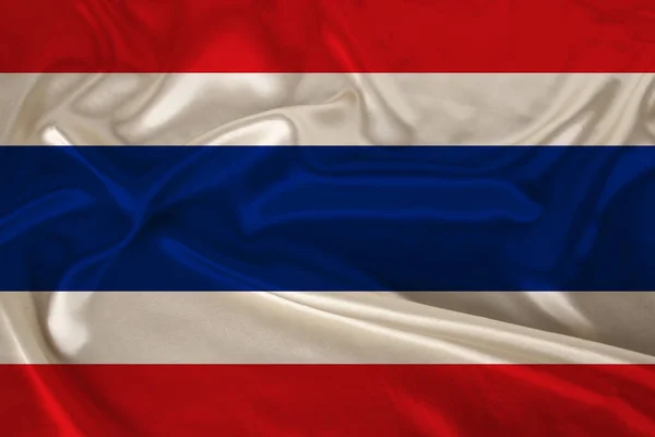 Foto Der Thailändischen Nationalflagge Auf Einer Luxuriösen Textur Aus Satin — Stockfoto