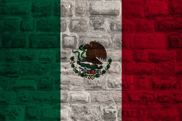 Bandeira Nacional Estado Moderno México Antigo Muro Pedra Histórica Conceito — Fotografia de Stock