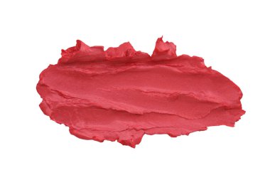 Bir pürüzlü ruj lekesi, kırmızı nokta, makyaj rengi eşleştirme örneği, doğal kozmetik konsepti.