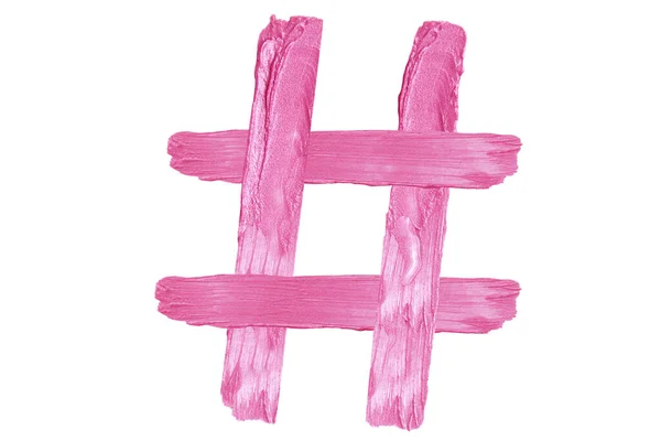 Erstellen Von Hash Tags Rosa Hashtag Grunge Textur Pinselstrich Perlmutt — Stockfoto
