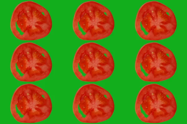 Modern Ljus Popkonst Konsistens Sömlös Mönster Skivor Röd Tomat Begreppet — Stockfoto