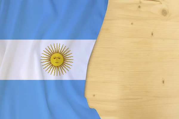 Национальный Флаг Аргентины Шелкового Цвета Пустой Деревянный Мокап Текста Концепция — стоковое фото