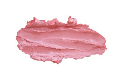 Bir sivri uçlu soyut inci ruj lekesi, pembe leke, makyaj rengi eşleştirme örneği, doğal kozmetik konsepti.