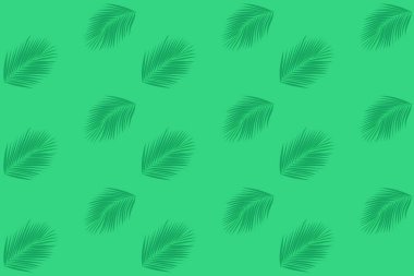 Modern, parlak pop sanat, doku, yeşil arka planda kusursuz tropikal palmiye yaprağı deseni, tasarımcı, duvar kağıdı, kumaş