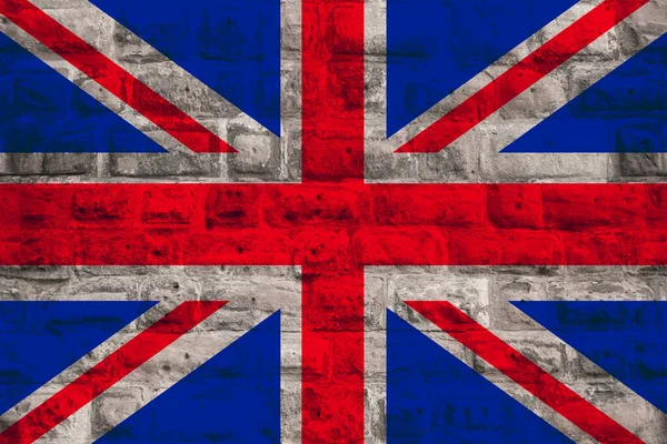 Nagy Britannia Modern Államának Nemzeti Zászlaja Egy Régi Történelmi Kőfalon — Stock Fotó