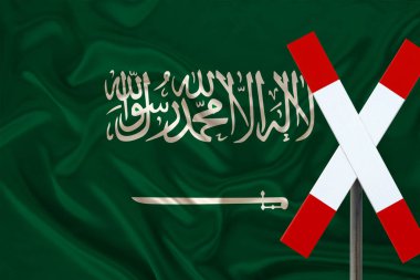 Arap yazıtlı, Suudi Arabistan 'ın renkli ulusal bayrağı Muhammed, konsept turizm, ekonomi ve siyaset dışında Allah' tan başka peygamber yoktur.