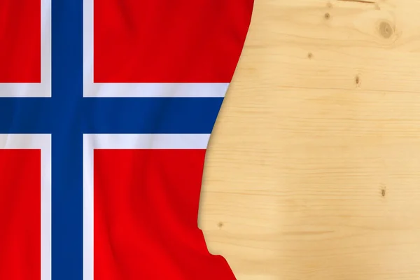 Jedwabne Kolorowe Flagi Kraju Norwegii Puste Drewniane Mocap Dla Tekstu — Zdjęcie stockowe