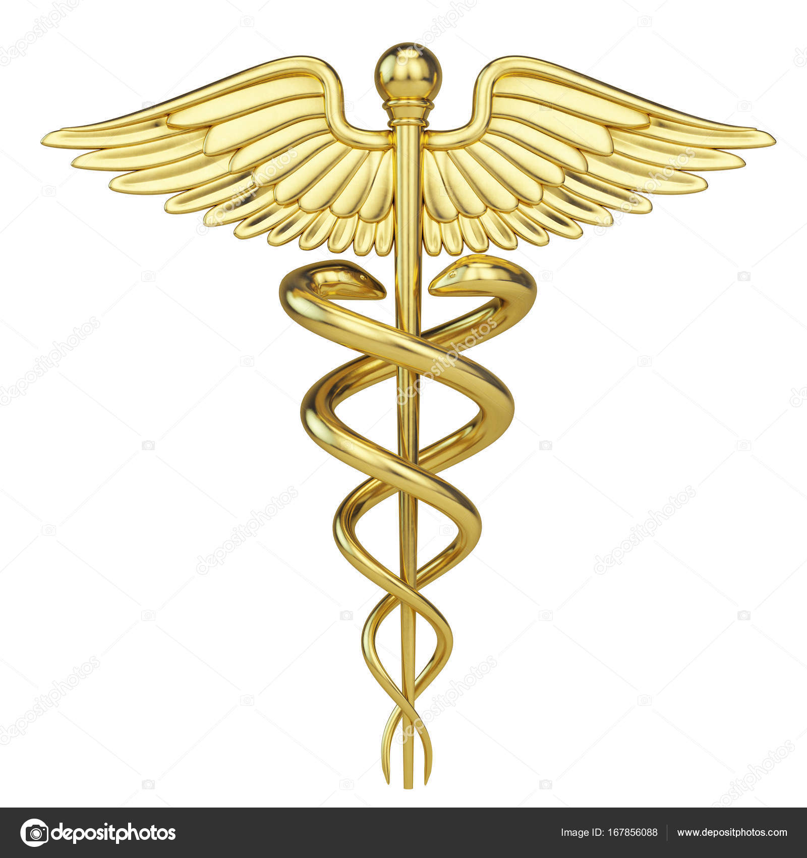 Caduceus de ouro - símbolo médico com isolado em branco — Fotografias ...