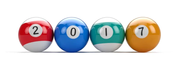 Billiard pool balls with 2017 numbers. 3d illustration — Stock Photo, Image