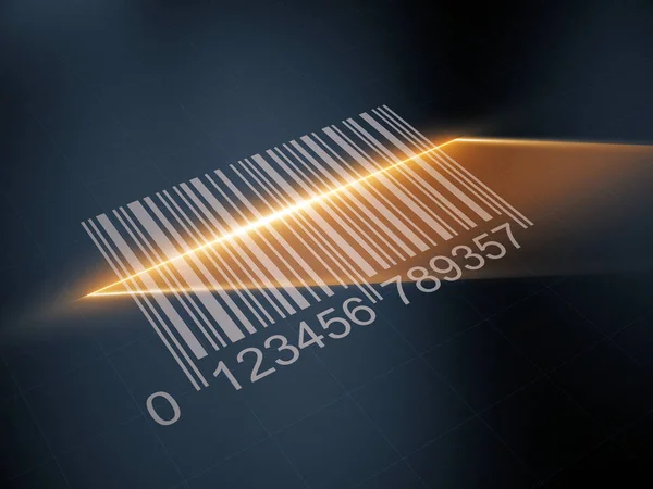 Barcode mit dem Laserstreifen scannen — Stockfoto