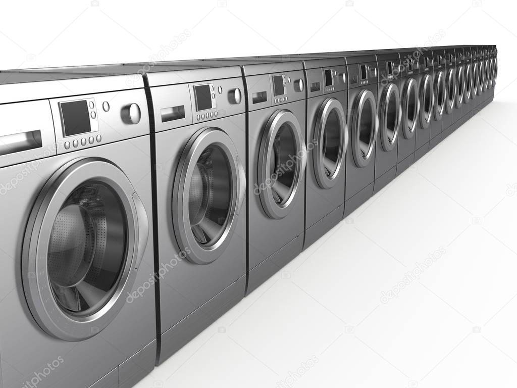 Washing machines isolated on white - 3d render