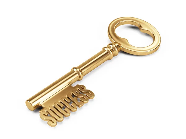 Gold Key to Success isolated on white — Stock Photo, Image