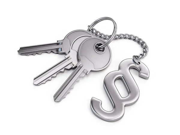 Ключі з символом абзацу ізольовані на білому — стокове фото