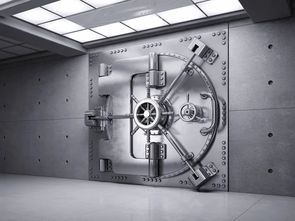 Gesloten Bank kluis deur. 3D render — Stockfoto