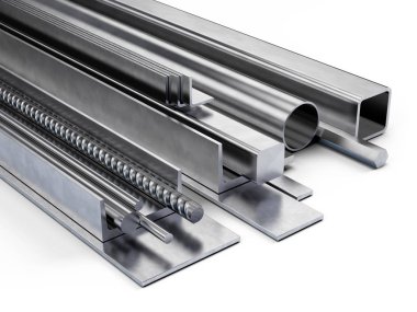 Farklı form üzerinde beyaz izole Metal hadde metal, ürün yelpazesine