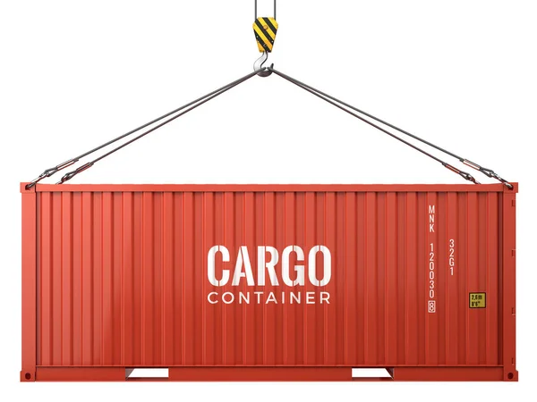 Красный грузовой грузовой контейнер изолирован на белом фоне — стоковое фото