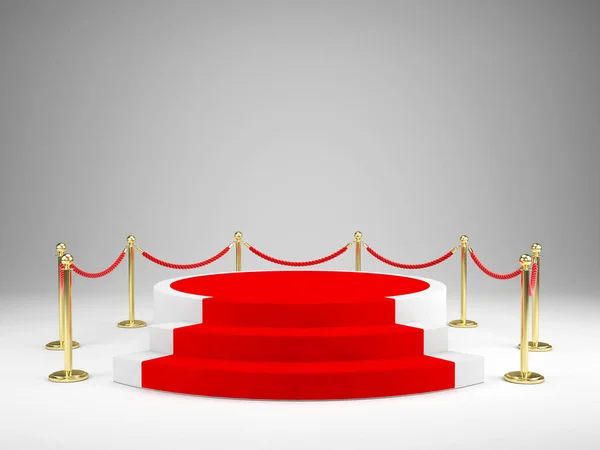 Bühne mit rotem Teppich für die Preisverleihung. Podium, Sockelkonzept — Stockfoto