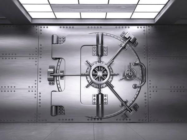 Фронтальний вид закритий банк Vault двері — стокове фото