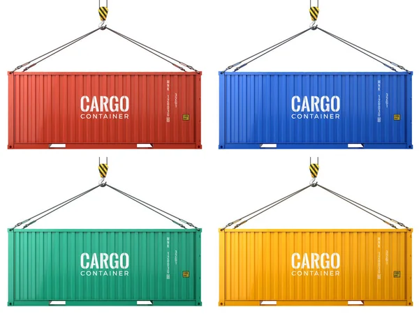 Colorful cargo freight shipping containers isolated on white background — Stock Photo, Image