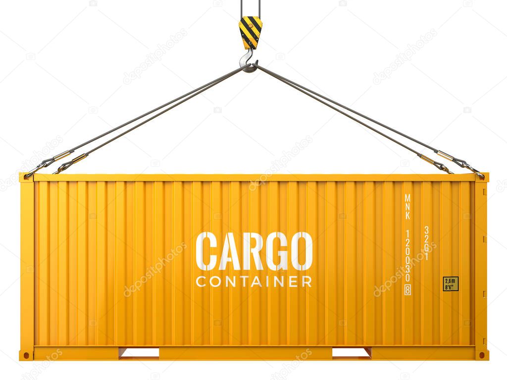 Cargo freight shipping container isolated on white background