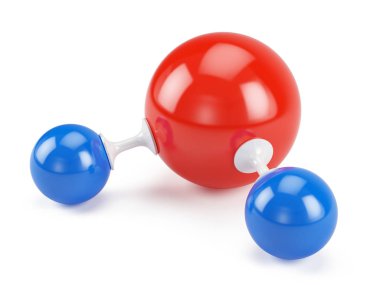 Beyaz üzerine su isolted molekülünün. 3D render