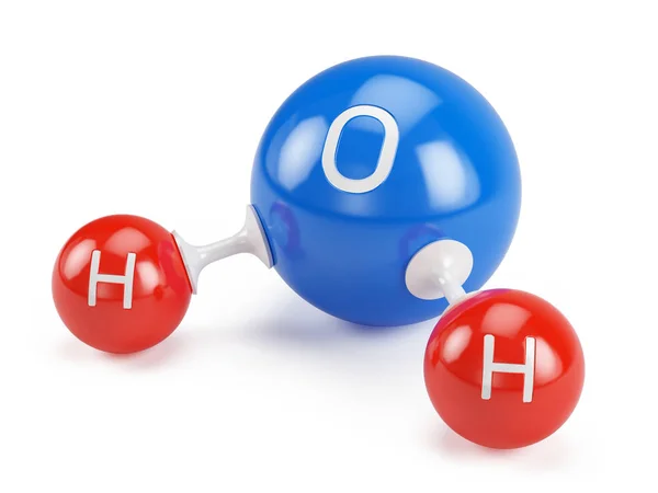 Molécula de água isolada em branco. Renderização 3d — Fotografia de Stock