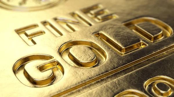 Fine Gold Bar macro - 3d illustration — Stock Photo, Image