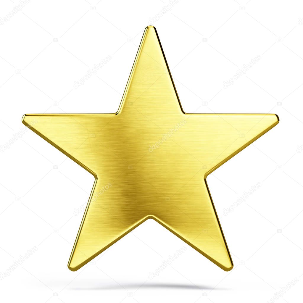 Gold star isolated on white - 3d rendering