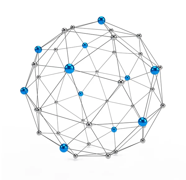 네트워크, 인터넷 통신 및 소셜 미디어의 개념. 3 차원 일러스트 레이 션 — 스톡 사진