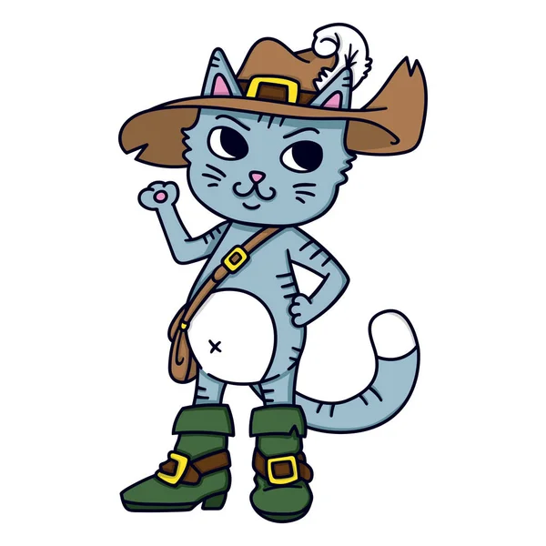 Gato con botas. Ilustración infantil . — Vector de stock