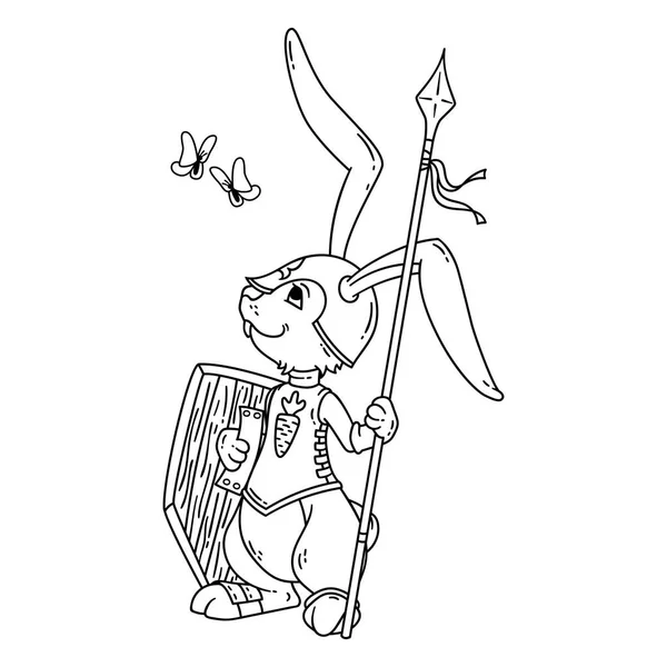 Chevalier lapin avec lance et bouclier . — Image vectorielle