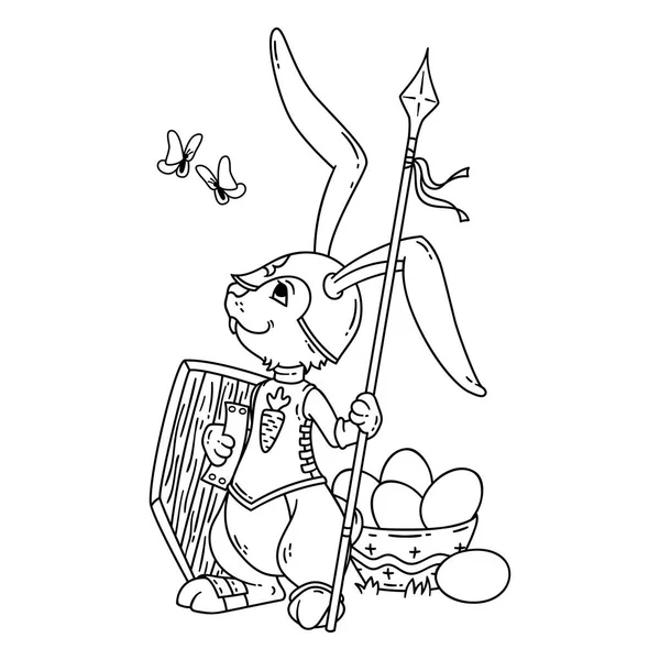 Лицар кролика з ланцюгом і щитом . — стоковий вектор