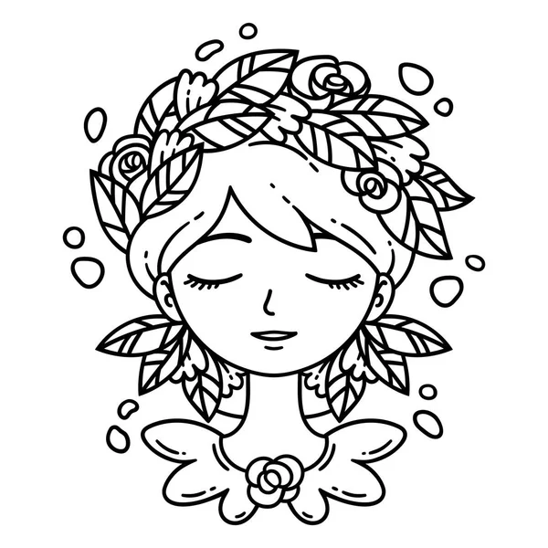 Dívka s květinou ve vlasech. — Stockový vektor