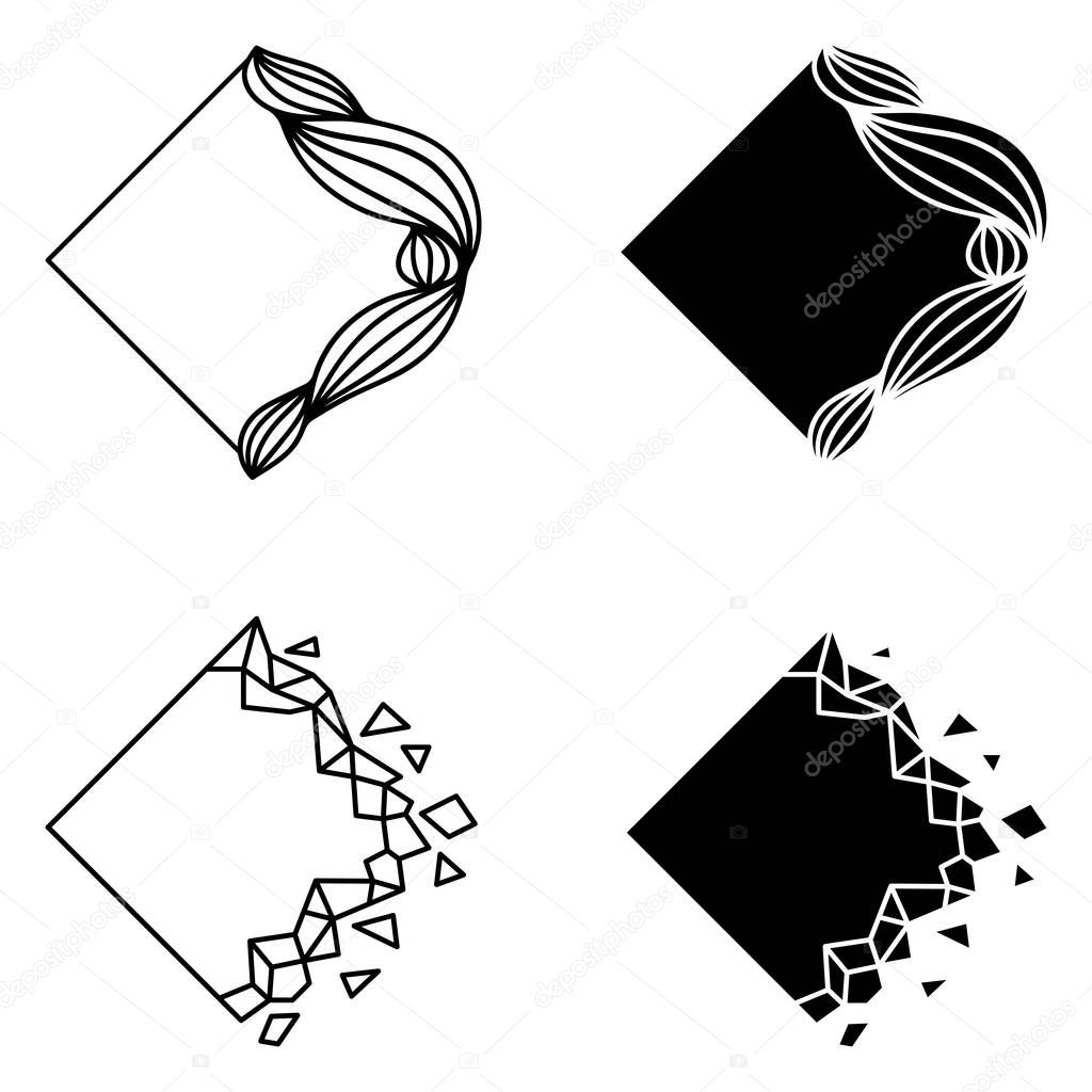 Set of rhombus abstract logo elements.