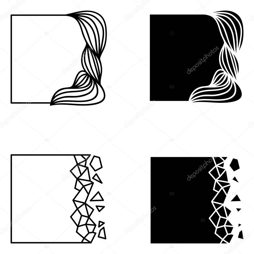 Set of square abstract logo elements.