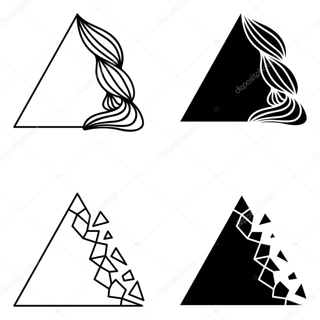 Set of abstract logo elements. Triangle elements for logo. Copy space elements.
