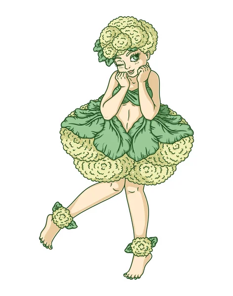 Das Mädchen im Blumenkohl-Kostüm. — Stockfoto