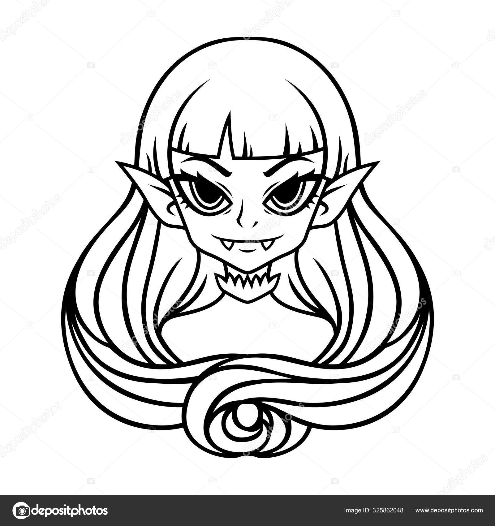 Bonito linha desenho de um vampiro menina vestindo santa chapéu imagem  vetorial de lineartestpilot© 248517878