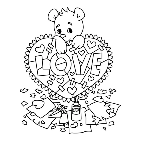 Вітальна листівка на день Святого Валентина з плюшевим ведмедем зі скрапбуком чути — стоковий вектор