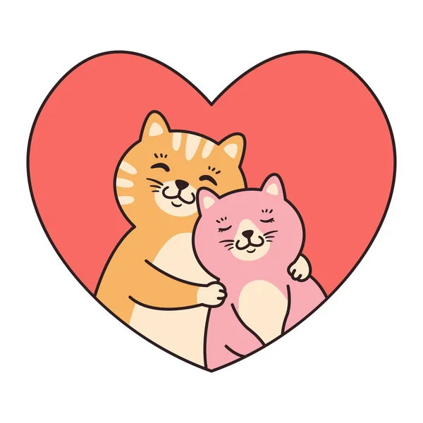 Cat couple in love hug. Greeting cards for Valentines Day, Birth — Stock Vector